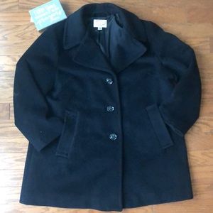 Talbots black wool blend coat